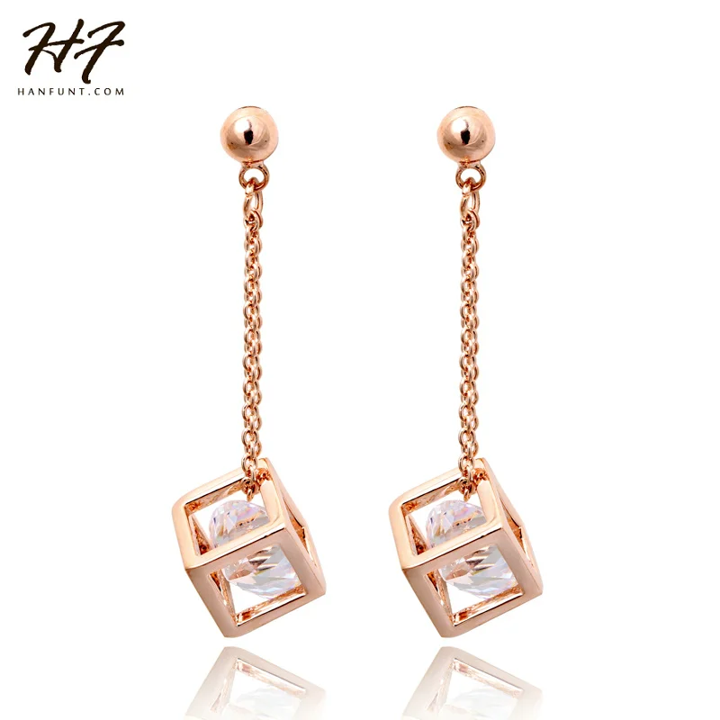 Pendientes colgantes de cristal de alta calidad, aretes de Color oro rosa, joyería de cristal austriaco, E661 E652