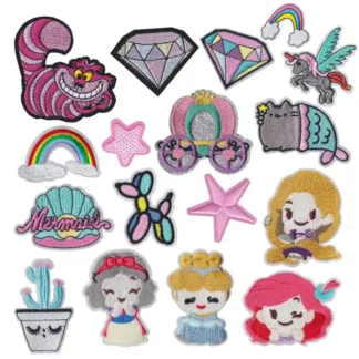 Parche de estrella de princesa con concha de sirena Blingbling para ropa, apliques bordados de hierro en insignia de tela, accesorios de ropa DIY