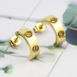 Pendientes de cristal en forma de C de acero inoxidable, pendientes Unisex, joyería al por mayor, nueva moda