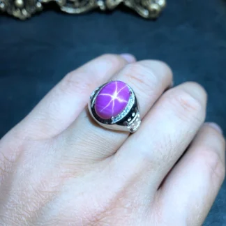 Anillo de plata de primera ley y rubí para hombre, sortija, plata esterlina 925, GEMA, rubí, color rosa, gran oferta