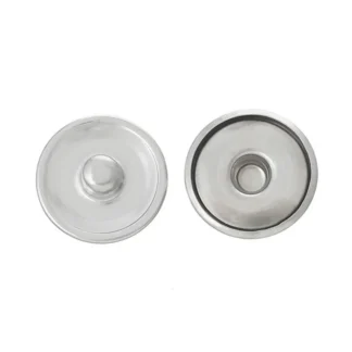 100 unids/lote de botones redondos a presión para pulsera, collar, joyería, ajuste de botones de plata, espacios en blanco aptos para dijes de cabujón de 18mm