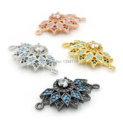 24*14*4mm Micro Pave Kalliate, negro y transparente CZ conector brillante para el sol apto para mujeres como accesorio de pulseras DIY