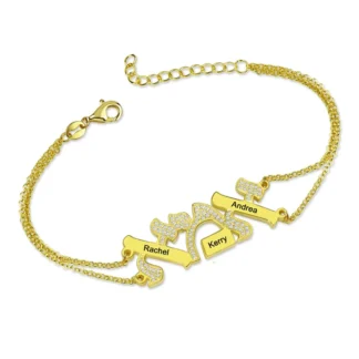 UONNEY-pulsera de Zirconia cúbica con nombres grabados para mujer, brazalete con Zirconia cúbica, diseño único hebreo, Dropshipping
