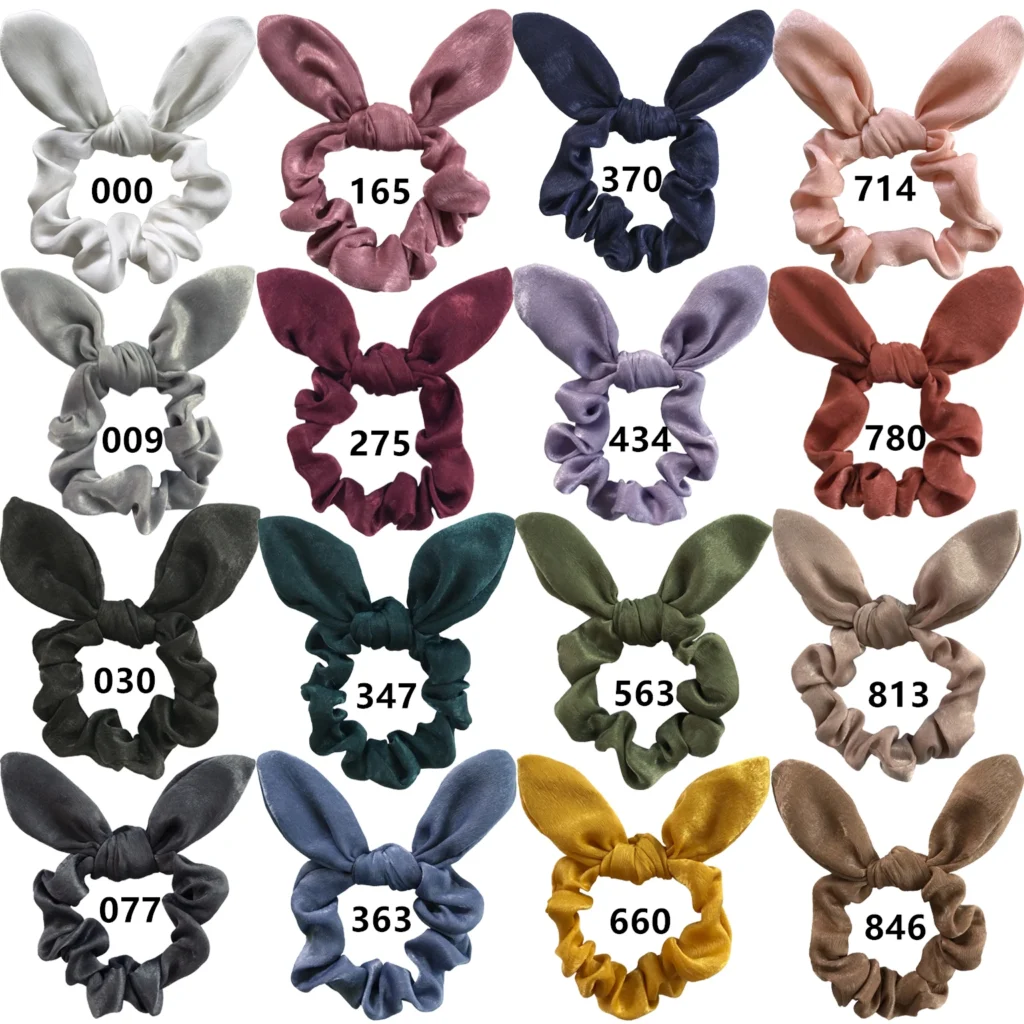 Diadema de conejo de seda satinada para el pelo, Goma elástica para el pelo, Coleta, accesorio para el cabello