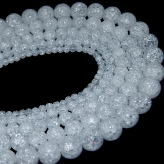 Piedra Natural blanca para nieve, cristal agrietado de cuarzo, cuentas redondas de 4, 6, 8, 10, 12 MM, tamaño a elegir para la fabricación de joyas, pulsera Diy
