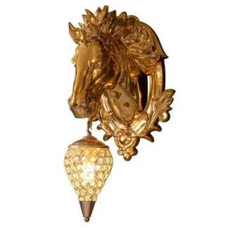 Lámpara de cabeza de caballo galvanizada, lámpara de lujo para sala de estar, pasillo, decoración creativa europea de animales, lámpara de pared del hotel
