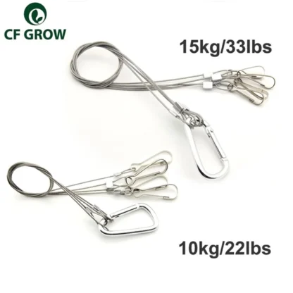 Kit de suspensión de luces, cuerda colgante de acero inoxidable, gancho de Cable galvanizado, accesorios de lámpara de cultivo colgantes, 15kg, 1 bolsa, 4 piezas por juego