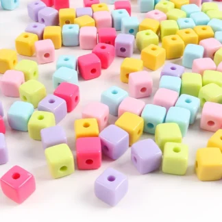 10 unids/lote de cuentas cuadradas acrílicas de 12mm, cuentas espaciadoras coloridas con agujero recto grande para pulsera, collar, suministros de joyería Diy