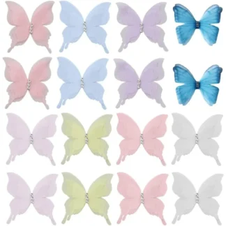 48 Uds mariposa de Organza tela ligera mariposas cinta de Triple capa dijes de diamantes de imitación apliques 3D kit de fabricación de pared