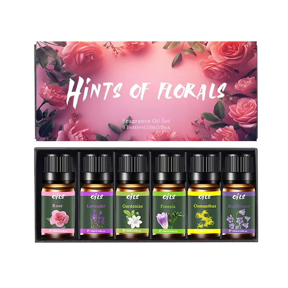 Set de regalo para aromaterapia, 6 aceites esenciales terapéuticos con aromas florales, perfecto para uso en difusor