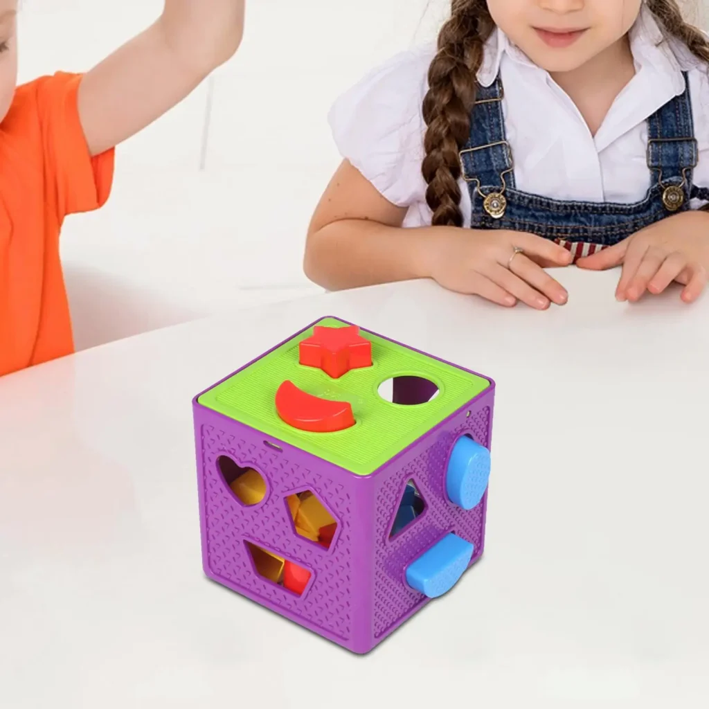 Caja de juguetes de cubo de clasificación de formas, caja cognitiva de formas geométricas, juguete clasificador de bebés, cubo colorido para bebés, niños y niñas, regalo de cumpleaños