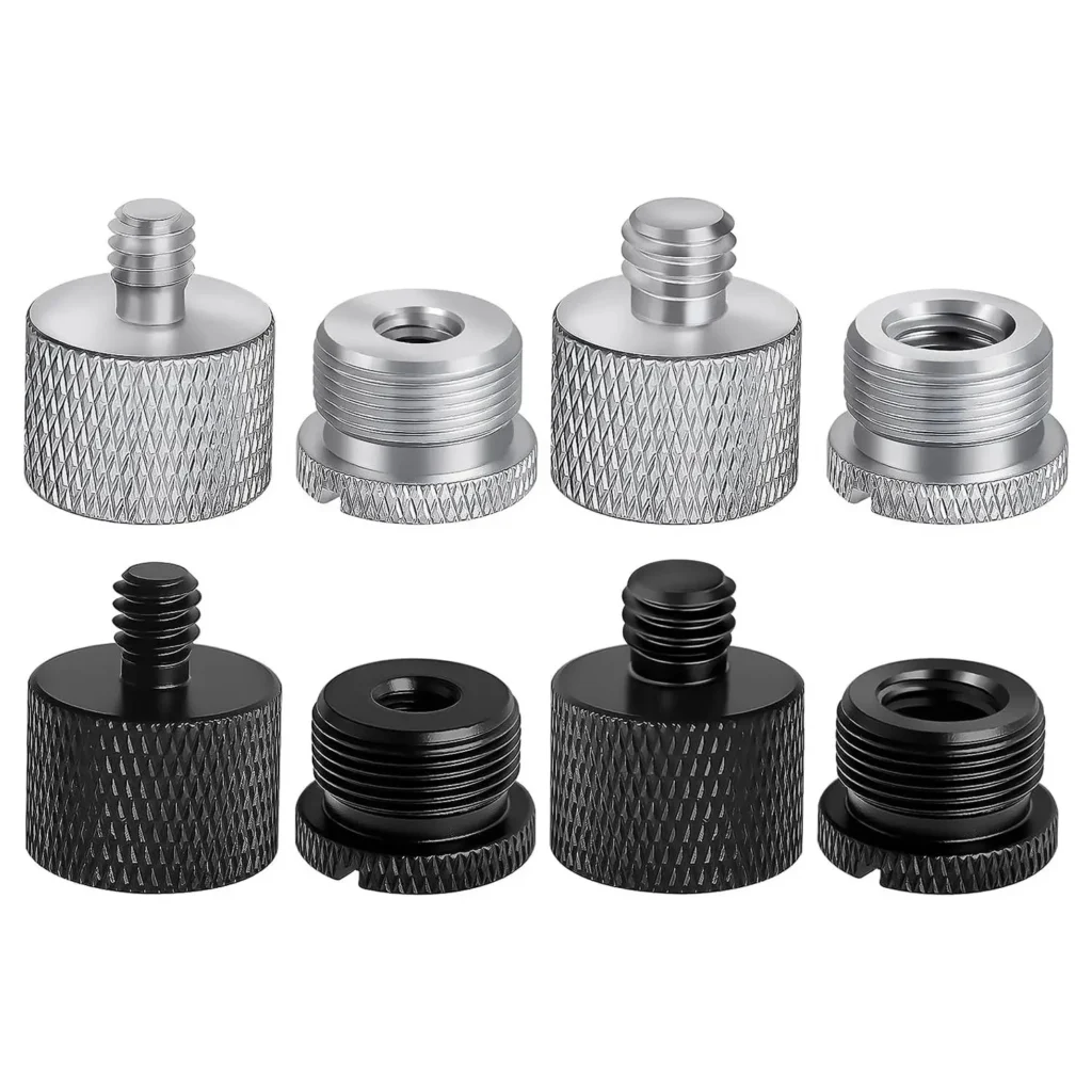 B27B Paquete de 8 adaptadores de soporte de micrófono, 5/8 hembra a 3/8 macho, 3/8 hembra a 5/8 macho, para soporte de micrófono, brazo de pluma, trípode de cámara