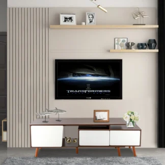Mueble de TV moderno, estante de unidad de entretenimiento, estante de almacenamiento expandible