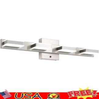24 luces de tocador de baño de níquel cepillado, 4 accesorios de iluminación LED ajustables CCT, iluminación de espejo moderna, acrílico de acero inoxidable