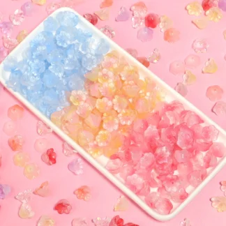 50 Uds. Cuentas coloridas con forma de flor de lirio del valle, cuentas sueltas de cristal de Murano de 12x7,5mm para manualidades DIY, accesorios para hacer joyas