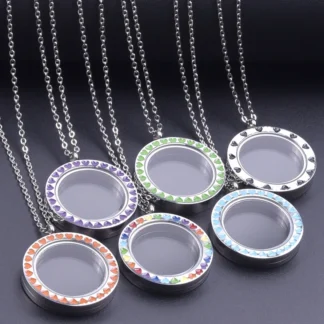 1 unidad de colgante de corazón de melocotón de Color giratorio de acero inoxidable, medallón de memoria flotante para mujer, Medaillon, joyería