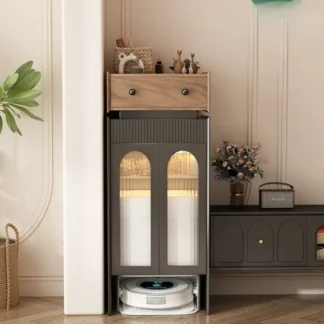 Mueble de TV para sala de estar, mueble lateral, estación base de robot de barrido, almacenamiento de artículos ocultos, mueble lateral