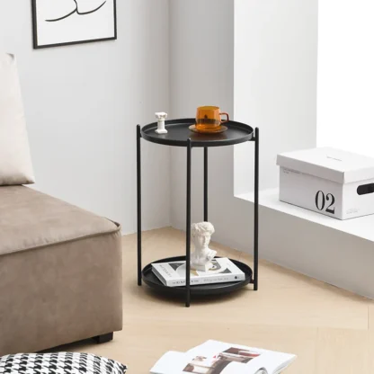Mesa redonda pequeña de moda, mesita de noche para dormitorio, mesa auxiliar de sofá de hierro, mini mesa de centro minimalista para balcón