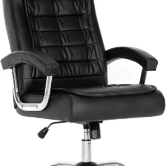 Silla de oficina Silla de cuero ajustable Silla de escritorio de oficina giratoria con respaldo alto con reposabrazos acolchado Asiento de resorte con soporte de carga de 350 libras Com