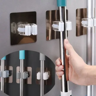 Gancho adhesivo para escoba y fregona, ganchos multiusos, estante montado en la pared, colgador de organización de almacenamiento, ganchos para cocina y baño, 2/4 Uds.