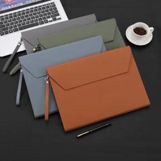 Bolsa de documentos tridimensional de cuero PU, maletín de gran capacidad, para documentos, documentos, facturas, suministros de oficina y escuela
