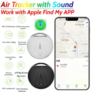 Rastreador de aire Compatible con Bluetooth, etiqueta de seguimiento GPS inteligente que funciona con Apple Find My APP, localizador antipérdida resistente al agua para billeteras y llaves