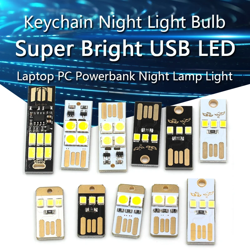 Mini llavero de luz LED de alimentación USB superbrillante, luz nocturna, bombilla LED USB, luz de libro para portátil, PC, Powerbank, lámpara de noche, luz de teclado