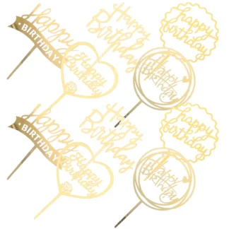 10 Uds. De decoración de pasteles con forma de corazón, letras doradas para fiesta de cumpleaños, CupcakeTopper, insertos decorativos de metal, ligeros, prácticos y elegantes