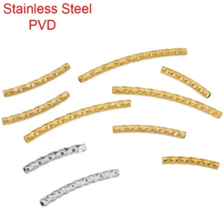 10 Uds. Cuentas espaciadoras curvadas de acero inoxidable PVD 15 20 30mm nunca se decoloran collar cuentas de tubo para hacer accesorios de joyería