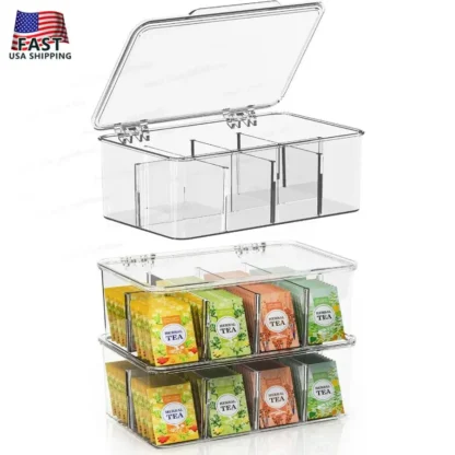 Utopia Home Paquete de 3 organizador de bolsitas de té, organizador de almacenamiento de bolsitas de té apilable con tapa, soporte para bolsitas de té para organizadores de cocina y