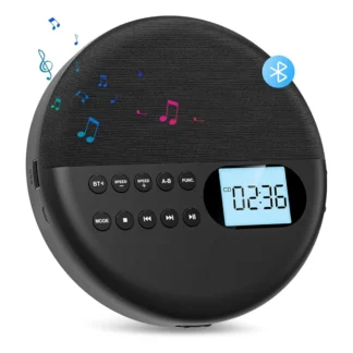 Reproductor de CD portátil A92Z y reproductor de MP3 con protección antisaliva y altavoz estéreo dual, Walkman de reproductor Bluetooth ajustable