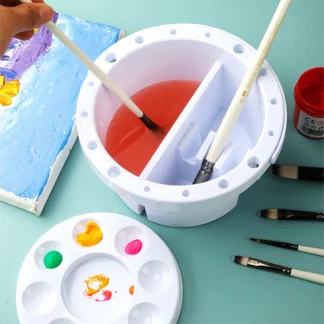 Cubo para lavadora de pinceles 3 en 1 con tapa de paleta, soporte para pinceles de pintura, arte, acuarela, pintura al óleo, Herramientas de limpieza, bandeja para cepillos, lavabo