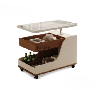 Nuevas llegadas, nuevo estilo, mesa de centro extraíble, sala de estar, pequeño apartamento, sofá, gabinete lateral con carritos con ruedas 7304