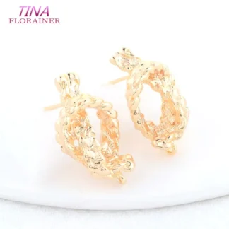 Pendientes ovalados de latón chapados en oro de 14K, 12,5x23MM, alta calidad, Diy, fabricación de joyas, encontrar accesorios