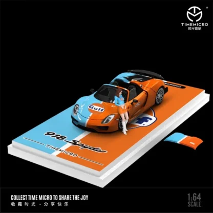 TM 1:64 Porsche 918 Gulf Oil Martini Spyder modelo de aleación, colección infantil de juguetes decorativos, para regalos navideños infantiles.