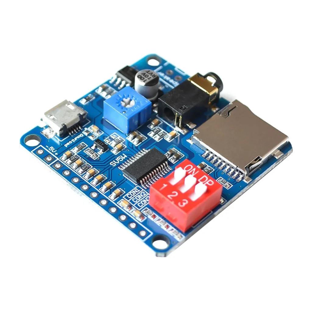 Módulo de reproducción de sonido de voz, módulo de reproductor MP3, disparador de E/S UART, placa amplificadora Clase D, 5W, DY-SV5W-AB01