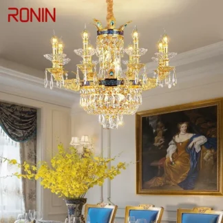 RONIN Lámpara colgante de cristal de lujo contemporánea Sala de estar europea Restaurante Dormitorio Villa Hotel Candelabro de escalera dúplex