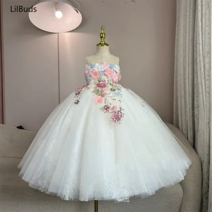 Vestido de princesa elegante y lujoso para niña, vestido Formal de celebración de aniversario, vestido esponjoso, modelo artístico, ropa para niños
