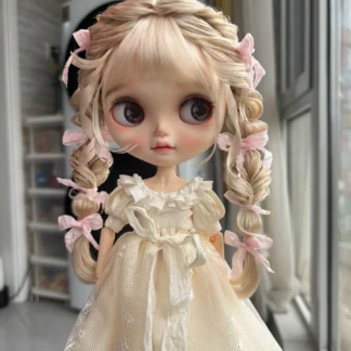 Blythe Peluca de mohair de tela pequeña, pelo de muñeca de concha dura hecho a mano, Envío Gratis