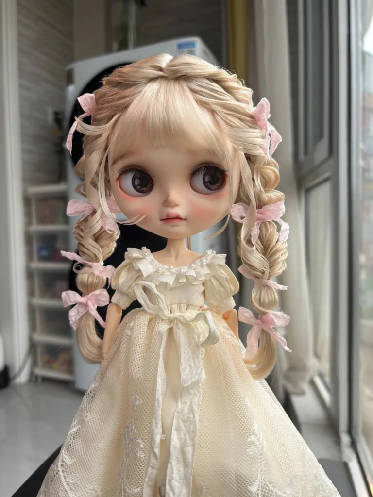 Blythe Peluca de mohair de tela pequeña, pelo de muñeca de concha dura hecho a mano, Envío Gratis