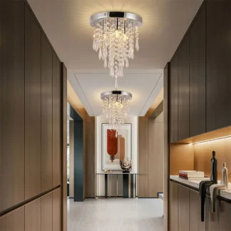 Lámpara de techo LED de montaje empotrado, candelabro de cristal, accesorio de iluminación