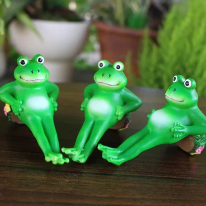 Figuras en miniatura de rana, adornos de escritorio, pies de maceta, maceta de resina, decoración para sala de estar, porche, escritorio, decoración de oficina, 3 uds.