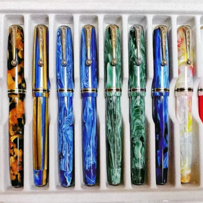 ADMOK 28 réplica clásica acrílica Gold Star 28 pluma estilográfica No.6 Schmidt Nib pieza de agua botón para encoger pluma de escritura comercial regalo
