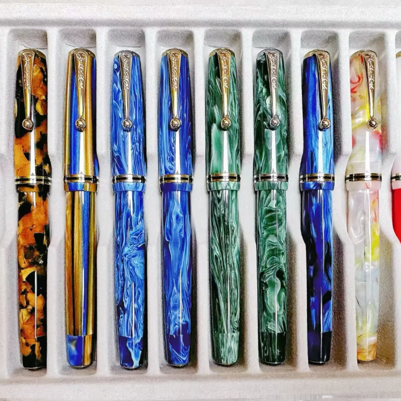ADMOK 28 réplica clásica acrílica Gold Star 28 pluma estilográfica No.6 Schmidt Nib pieza de agua botón para encoger pluma de escritura comercial regalo