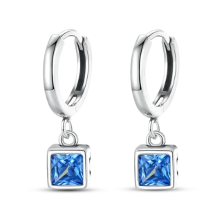 Preciosos pendientes de plata esterlina 925 para mujer, aretes sencillos de azúcar azul, pavé de Circonia cúbica, joyería fina de compromiso, gran aniversario