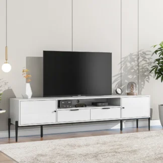Consola de TV moderna, centro de entretenimiento con almacenamiento para sala de estar, soporte para TV de 70,86x15,74x21,85 pulgadas, muebles para sala de estar