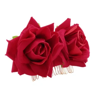 Gran oferta, flor rosa, tobogán, bailarina de Flamenco, Pin, broche de flor, Clip de peinado para mujer, accesorios para el cabello