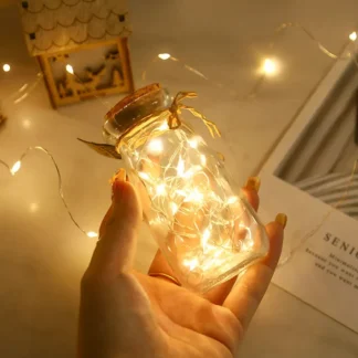Guirnaldas de luces con batería, alambre de cobre plateado, luces decorativas alimentadas por batería para decoración navideña, fiesta de boda, 1 ud.