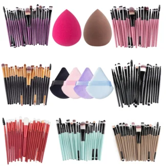 Juego de brochas de maquillaje suaves de 20 piezas para base cosmética, colorete, brocha para polvos sueltos, sombra de ojos, herramientas de maquillaje para mezclar belleza para mujeres