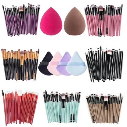 Juego de brochas de maquillaje suaves de 20 piezas para base cosmética, colorete, brocha para polvos sueltos, sombra de ojos, herramientas de maquillaje para mezclar belleza para mujeres
